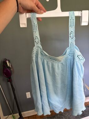 Rewind Light Blue Lace-Trim Swing Cami